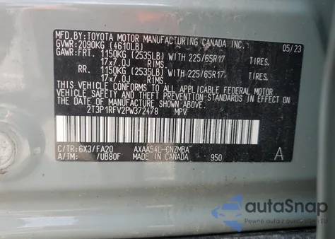 2023 Toyota Rav4 Xle из США, поврежденный, VIN 2T3P1RFV2PW372478